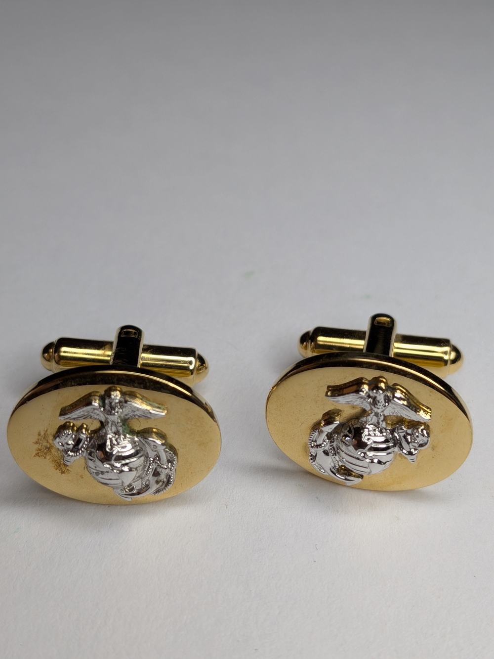 Gold and Silver Marine Emblem Cufflinks - Men Accessories